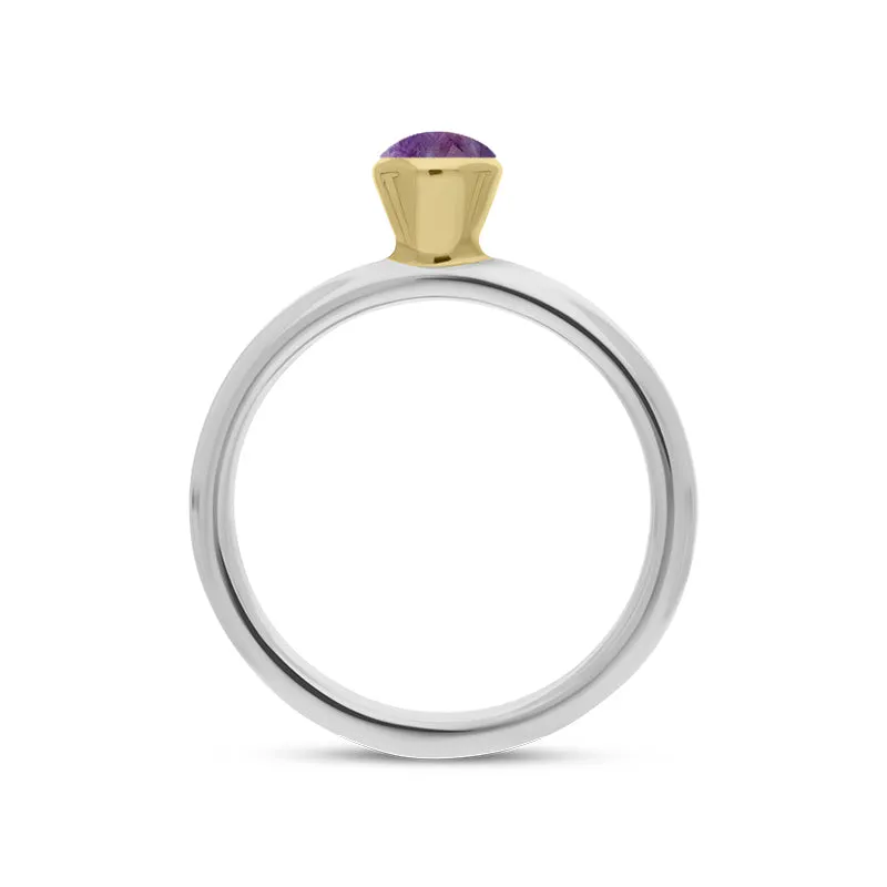 9ct Yellow Gold Sterling Silver Blue John Stepping Stones 5mm Round Bezel Set Ring sold by Jura Watches product image thumbnail 3