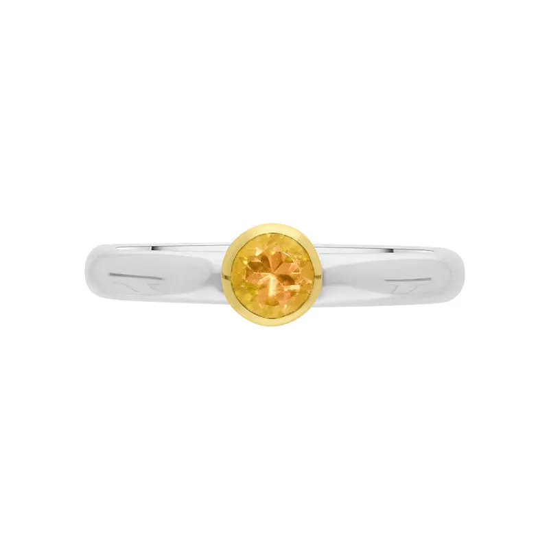 9ct Yellow Gold Sterling Silver Citrine Stepping Stones 5mm Round Bezel Set Ring sold by Jura Watches product image thumbnail 2