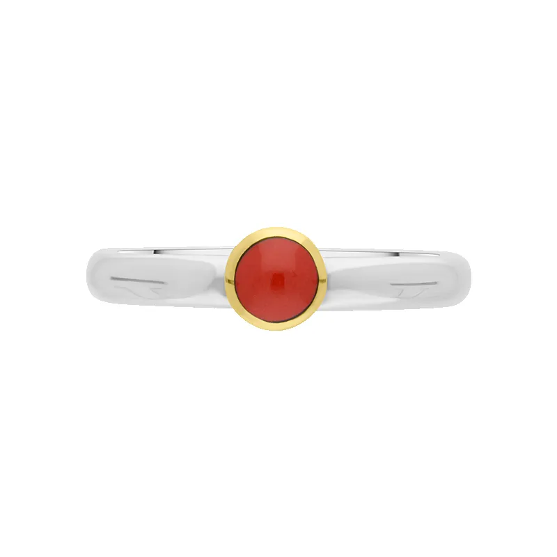 9ct Yellow Gold Sterling Silver Carnelian Stepping Stones 5mm Round Bezel Set Ring sold by Jura Watches product image thumbnail 3