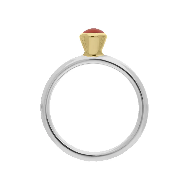 9ct Yellow Gold Sterling Silver Carnelian Stepping Stones 5mm Round Bezel Set Ring sold by Jura Watches product image thumbnail 2