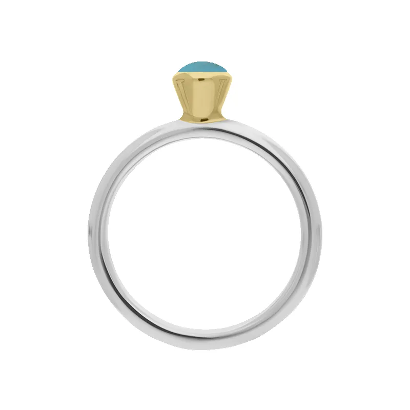 9ct Yellow Gold Sterling Silver Turquoise Stepping Stones 5mm Round Bezel Set Ring sold by Jura Watches product image thumbnail 2