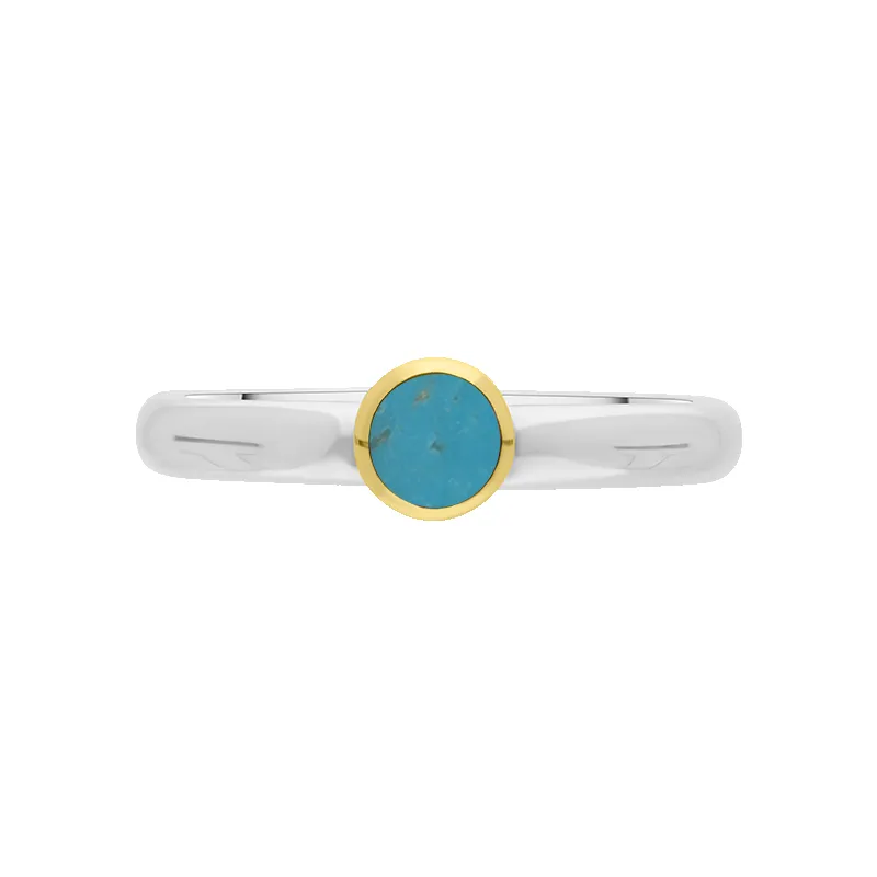 9ct Yellow Gold Sterling Silver Turquoise Stepping Stones 5mm Round Bezel Set Ring sold by Jura Watches product image thumbnail 3