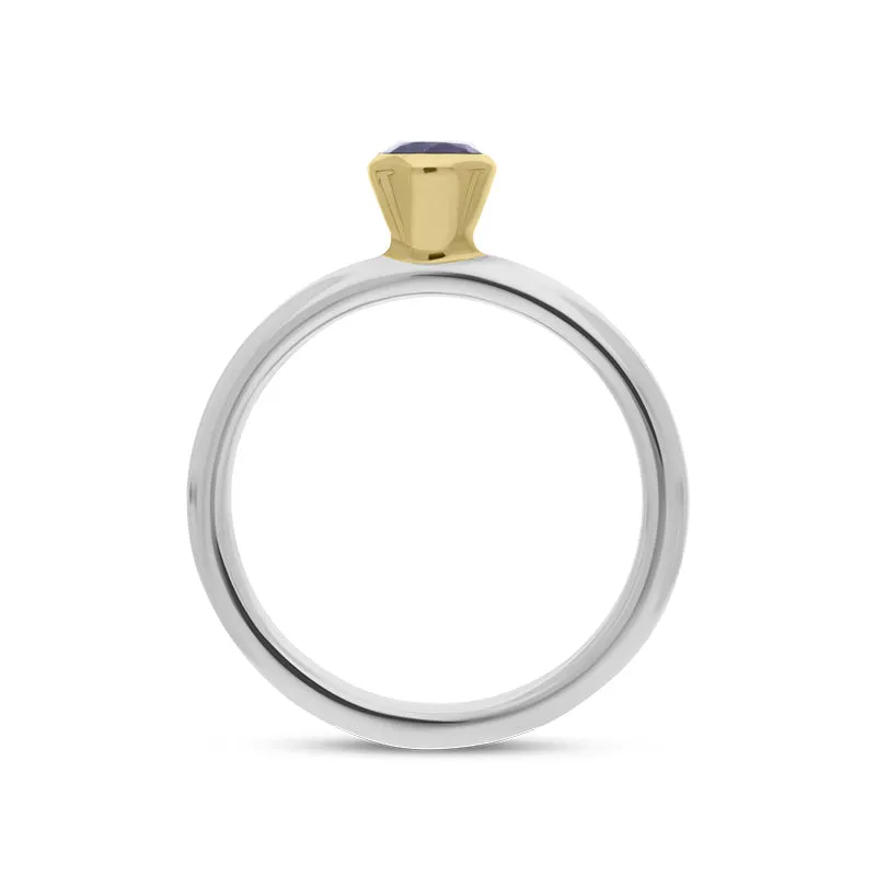 9ct Yellow Gold Sterling Silver Amethyst Stepping Stones 5mm Round Bezel Set Ring sold by Jura Watches product image thumbnail 3