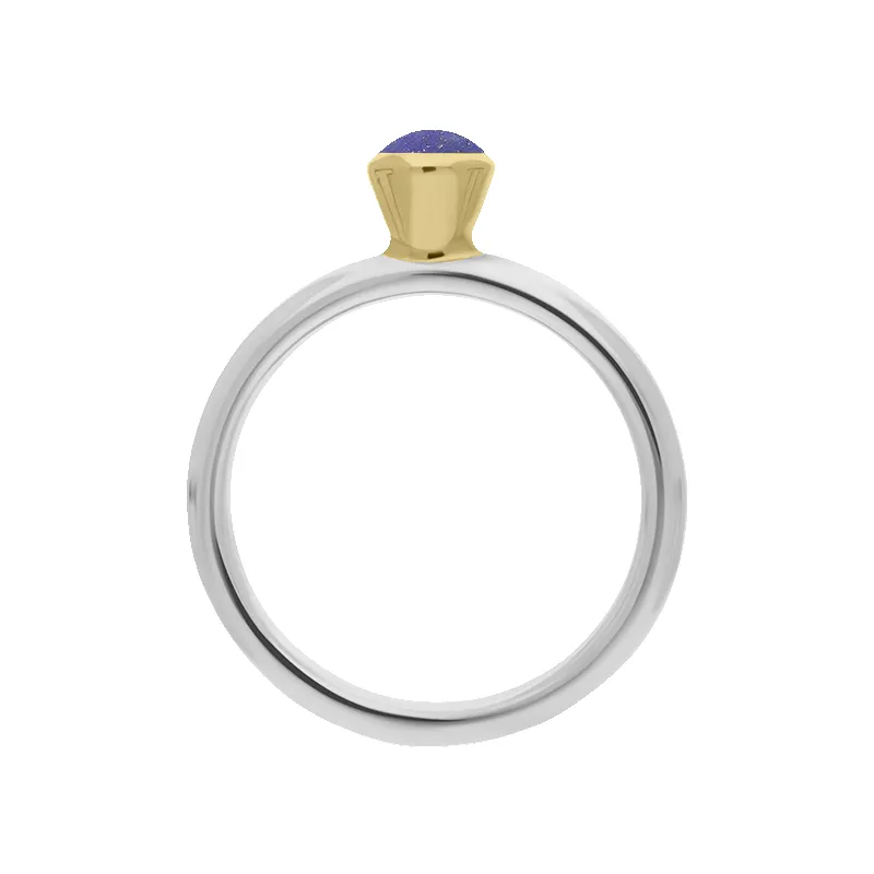 9ct Yellow Gold Sterling Silver Lapis Lazuli Stepping Stones 5mm Round Bezel Set Ring sold by Jura Watches product image thumbnail 2