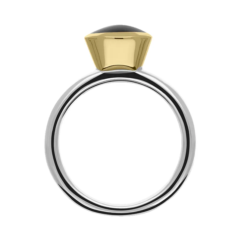 9ct Yellow Gold Sterling Silver Whitby Jet Stepping Stones 6x8mm Oval Bezel Set Ring sold by Jura Watches product image thumbnail 3