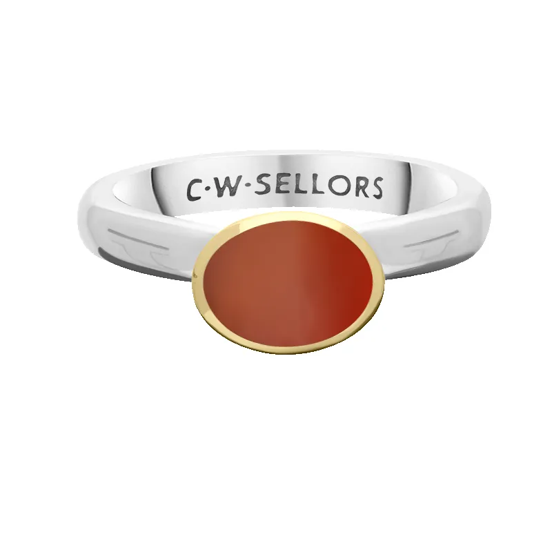 9ct Yellow Gold Sterling Silver Carnelian Stepping Stones 6x8mm Oval Bezel Set Ring sold by Jura Watches product image thumbnail 2