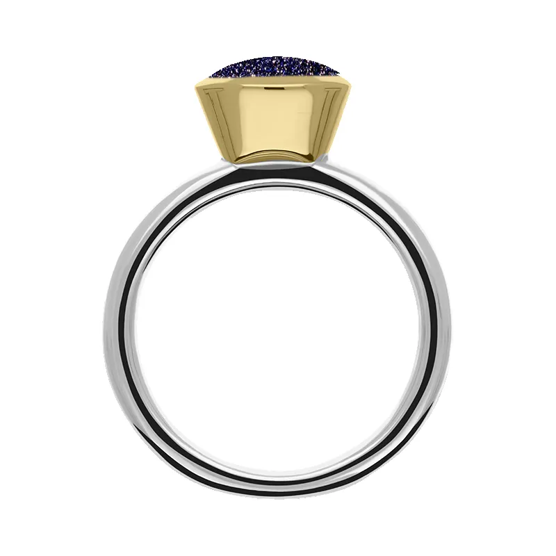 9ct Yellow Gold Sterling Silver Blue Goldstone Stepping Stones 6x8mm Oval Bezel Set Ring sold by Jura Watches product image thumbnail 2