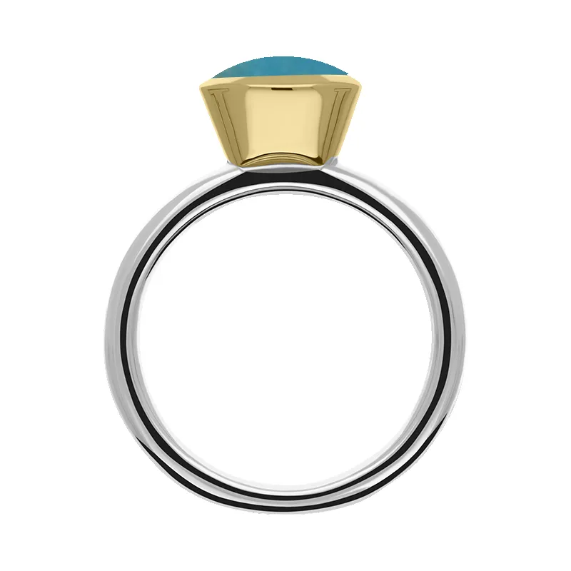 9ct Yellow Gold Sterling Silver Turquoise Stepping Stones 6x8mm Oval Bezel Set Ring sold by Jura Watches product image thumbnail 3