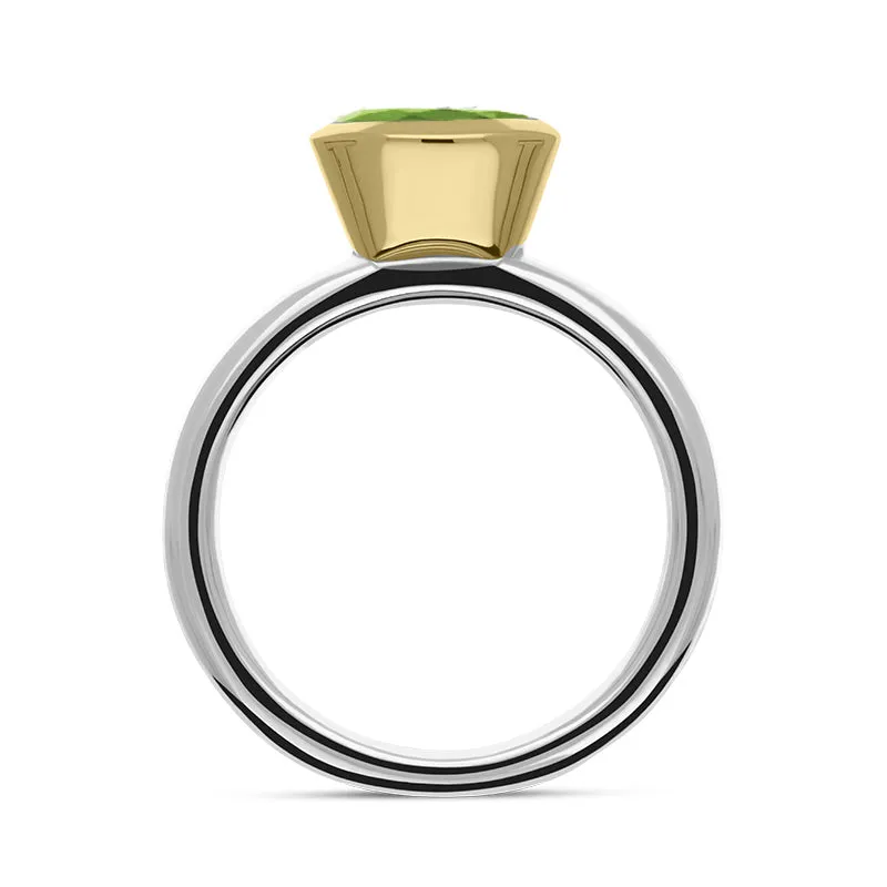 9ct Yellow Gold Sterling Silver Peridot Stepping Stones 6x8mm Oval Bezel Set Ring sold by Jura Watches product image thumbnail 3