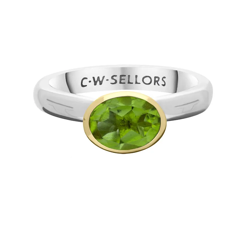 9ct Yellow Gold Sterling Silver Peridot Stepping Stones 6x8mm Oval Bezel Set Ring sold by Jura Watches product image thumbnail 2