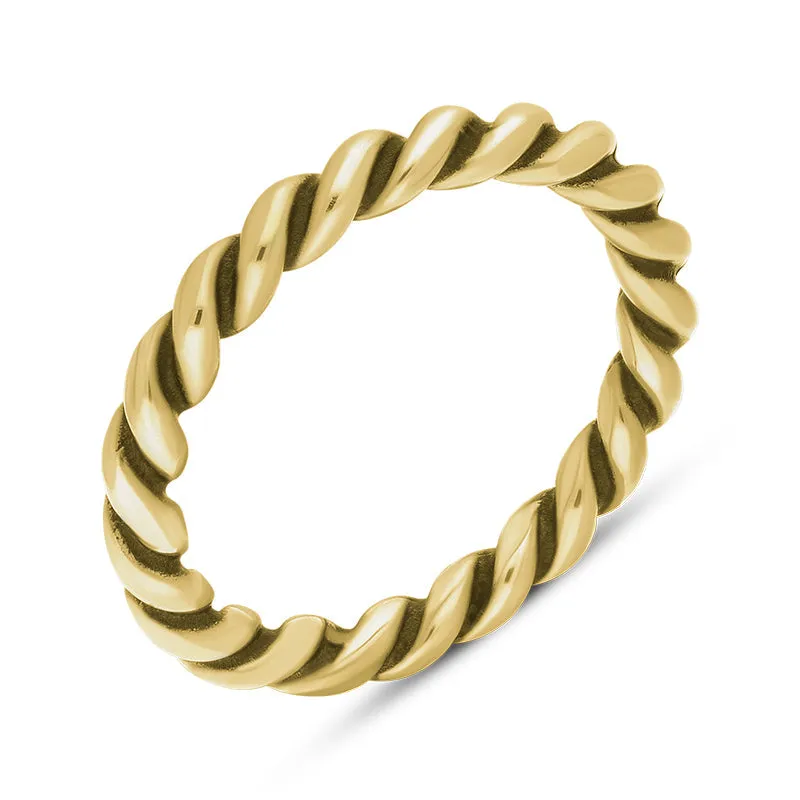 9ct Yellow Gold Stepping Stones Twisted Rope Stacking Ring sold by Jura Watches