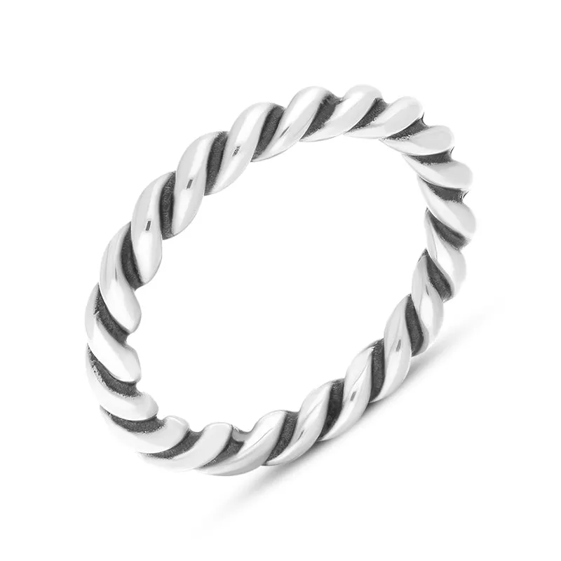 Sterling Silver Stepping Stones Twisted Rope Stacking Ring sold by Jura Watches