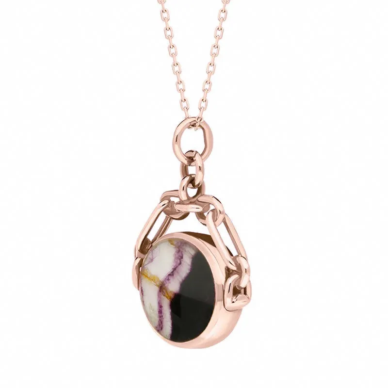 9ct Rose Gold Blue John White Mother Of Pearl Double Sided Swivel Fob Necklace sold by Jura Watches product image thumbnail 3