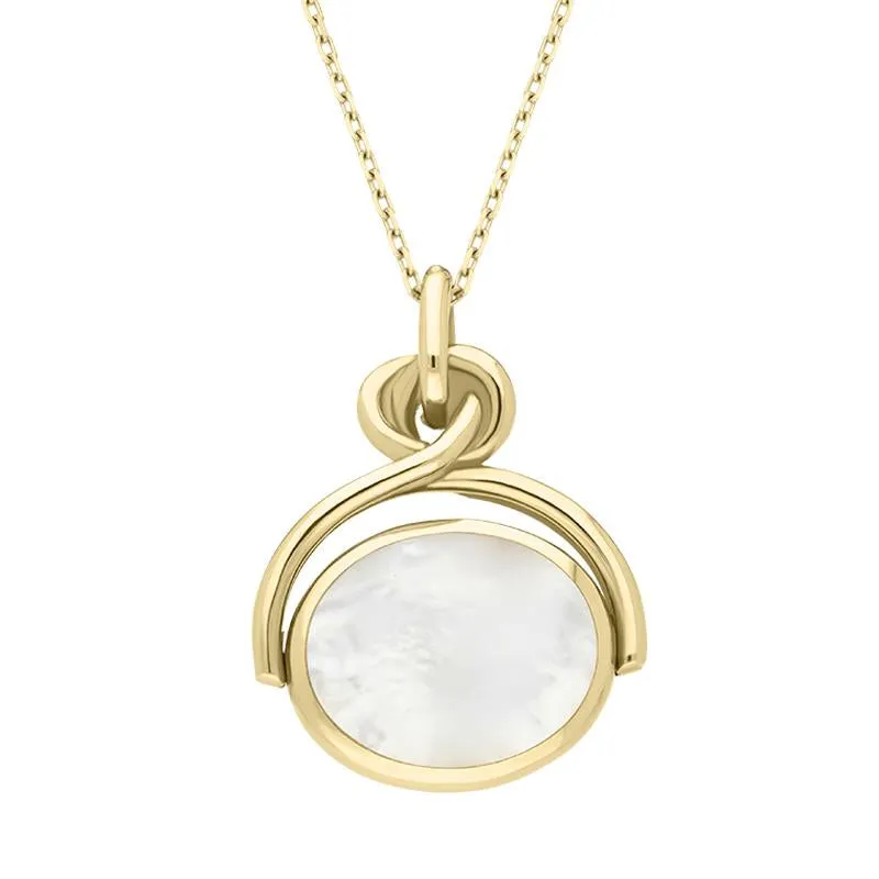 18ct Yellow Gold Blue John White Mother of Pearl Oval Swivel Fob Necklace sold by Jura Watches product image thumbnail 2