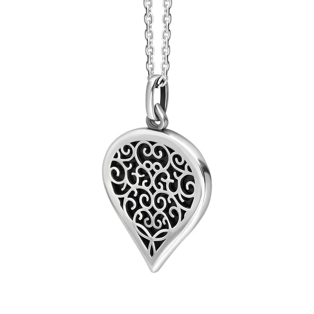 Sterling Silver Whitby Jet Flore Filigree Medium Heart Necklace sold by Jura Watches product image thumbnail 2