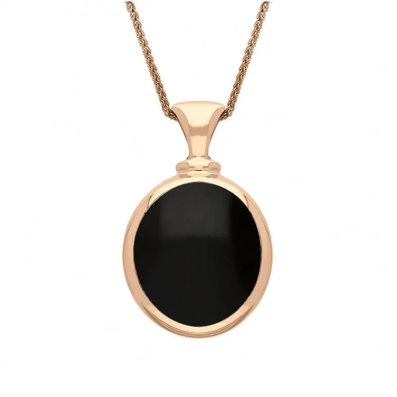 9ct Rose Gold Whitby Jet Lapis Lazuli Small Double Sided Oval Fob Necklace sold by Jura Watches product image thumbnail 2