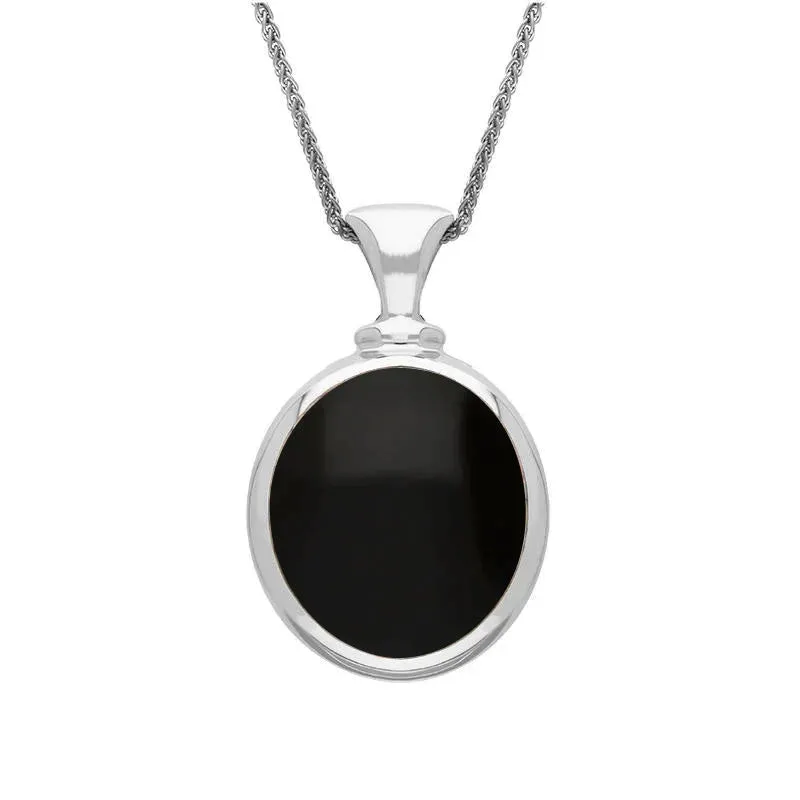 Sterling Silver Whitby Jet Turquoise Small Double Sided Oval Fob Necklace sold by Jura Watches product image thumbnail 2