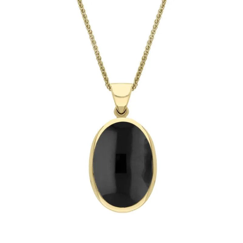 18ct Yellow Gold Whitby Jet Malachite Small Double Sided Fob Necklace sold by Jura Watches product image thumbnail 2