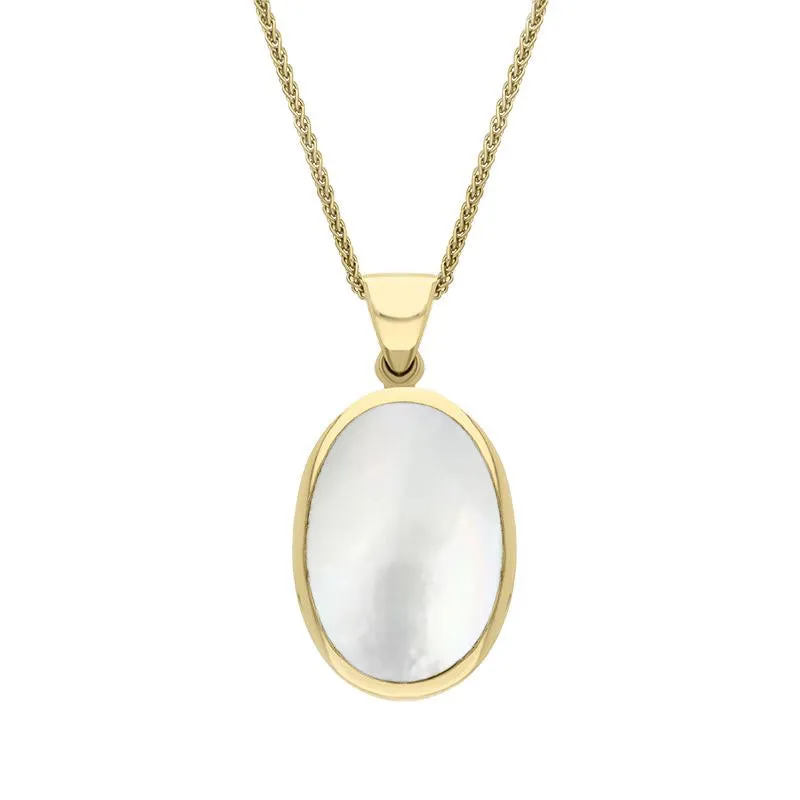 18ct Yellow Gold Blue John White Mother Of Pearl Small Double Sided Fob Necklace sold by Jura Watches product image thumbnail 2