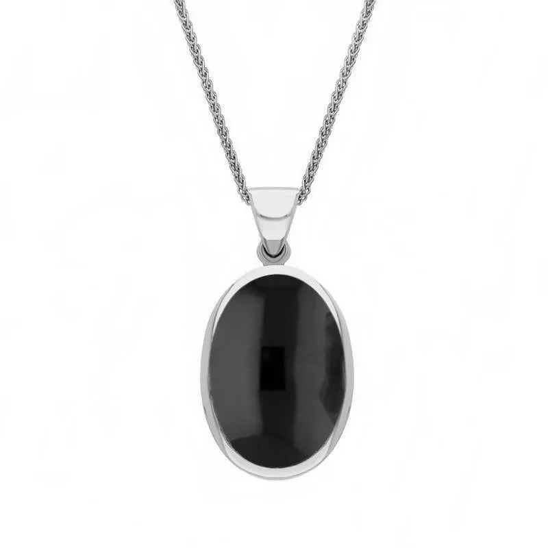18ct White Gold Whitby Jet White Mother Of Pearl Small Double Sided Fob Necklace sold by Jura Watches product image thumbnail 2