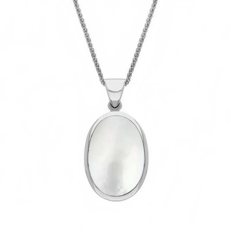 18ct White Gold Blue John White Mother Of Pearl Small Double Sided Fob Necklace sold by Jura Watches product image thumbnail 2