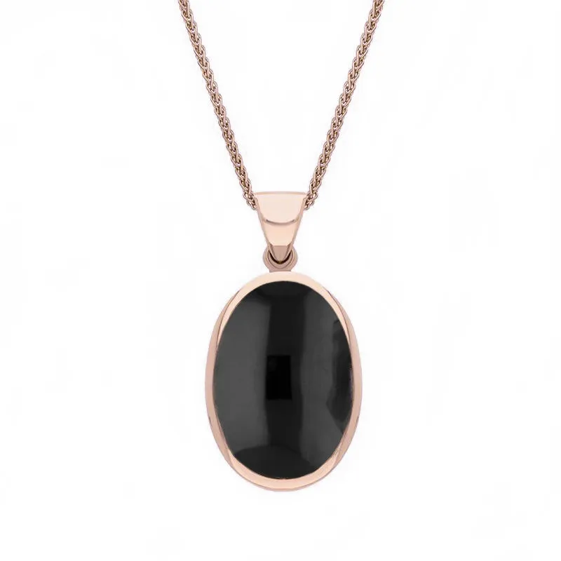 18ct Rose Gold Whitby Jet Malachite Small Double Sided Fob Necklace sold by Jura Watches product image thumbnail 2