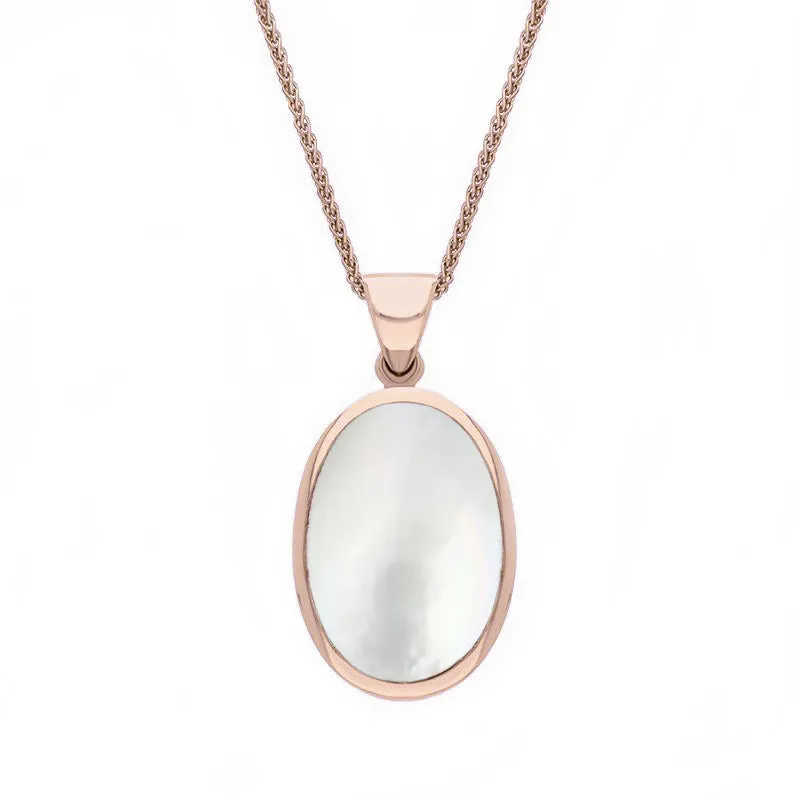 18ct Rose Gold Blue John White Mother Of Pearl Small Double Sided Fob Necklace sold by Jura Watches product image thumbnail 2