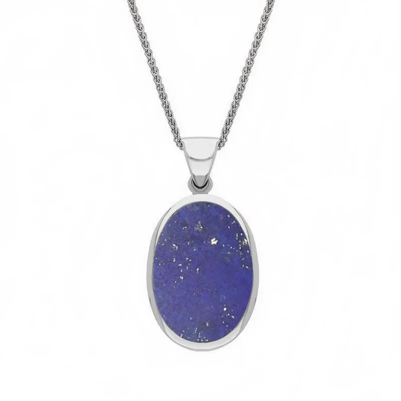 Sterling Silver Whitby Jet Lapis Lazuli Small Double Sided Fob Necklace sold by Jura Watches product image thumbnail 2
