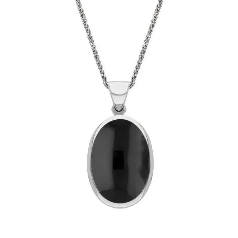 Sterling Silver Whitby Jet White Mother Of Pearl Small Double Sided Fob Necklace sold by Jura Watches product image thumbnail 2