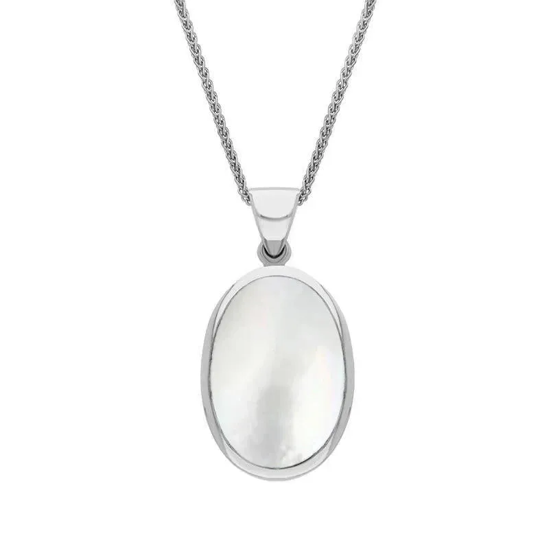 Sterling Silver Blue John White Mother Of Pearl Small Double Sided Fob Necklace sold by Jura Watches product image thumbnail 2
