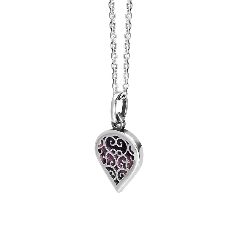 Sterling Silver Blue John Flore Filigree Small Heart Necklace sold by Jura Watches product image thumbnail 2