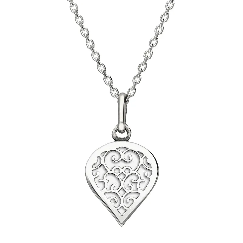 Sterling Silver Bauxite Flore Filigree Small Heart Necklace sold by Jura Watches