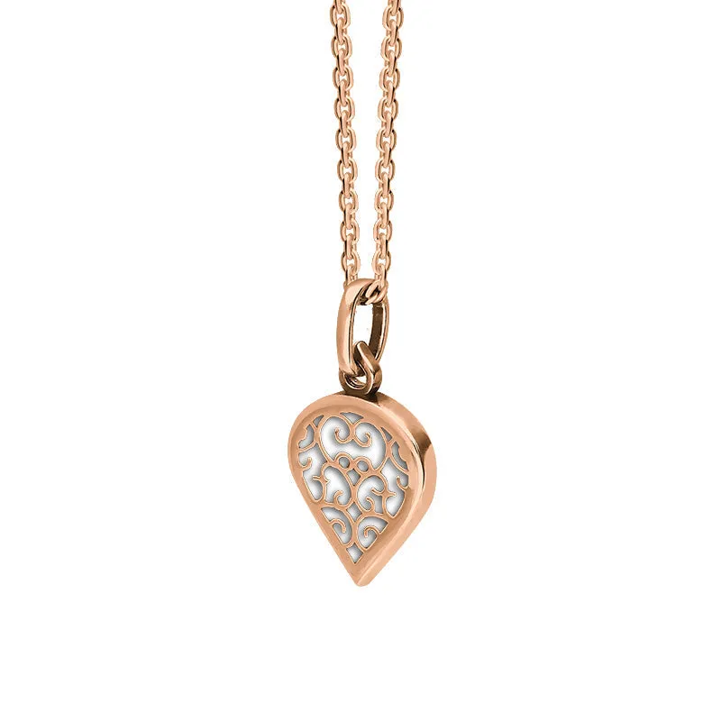 9ct Rose Gold Bauxite Flore Filigree Small Heart Necklace sold by Jura Watches product image thumbnail 2