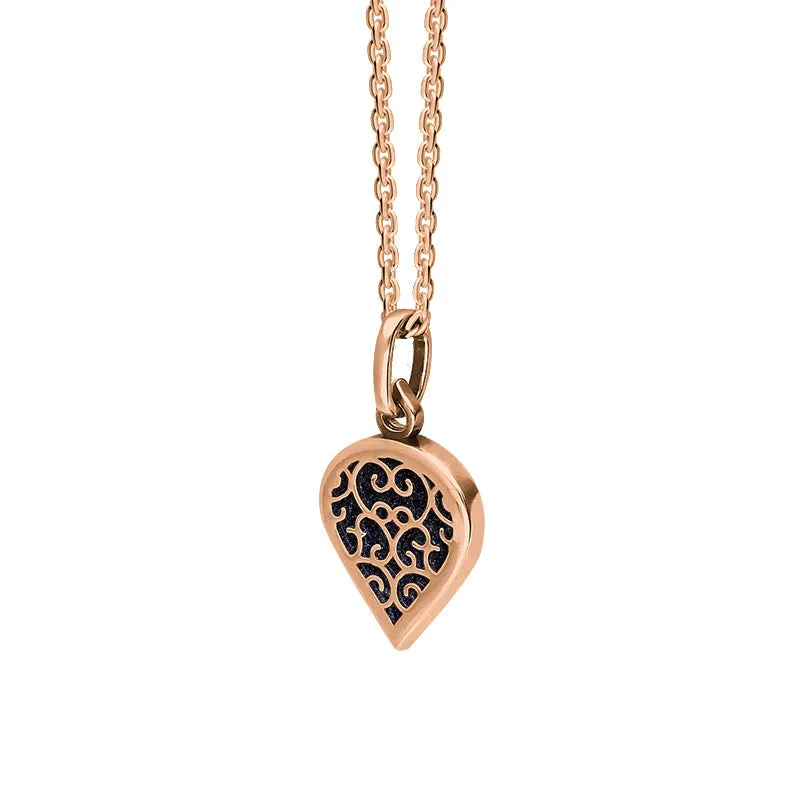 18ct Rose Gold Blue Goldstone Flore Filigree Small Heart Necklace sold by Jura Watches product image thumbnail 2