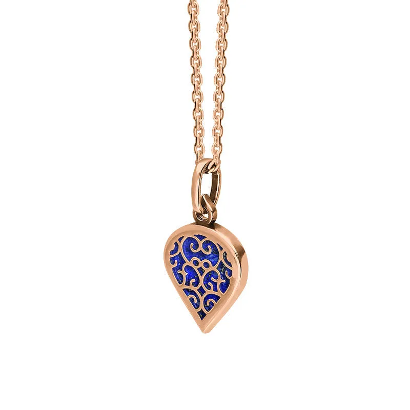 18ct Rose Gold Lapis Lazuli Flore Filigree Small Heart Necklace sold by Jura Watches product image thumbnail 2