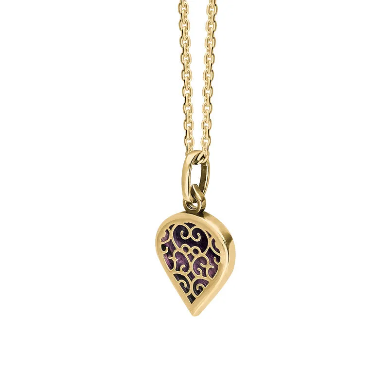 9ct Yellow Gold Blue John Flore Filigree Small Heart Necklace sold by Jura Watches product image thumbnail 2