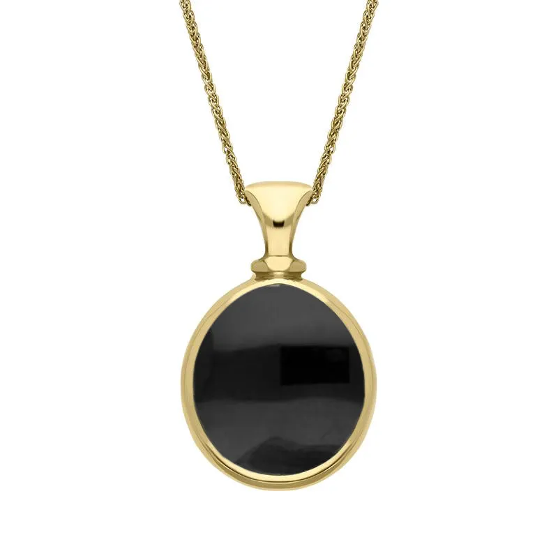 18ct Yellow Gold Whitby Jet Lapis Lazuli Small Double Sided Pear Fob Necklace sold by Jura Watches product image thumbnail 2