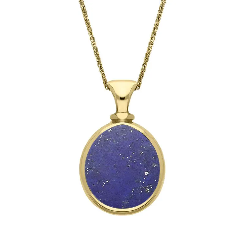 9ct Yellow Gold Whitby Jet Lapis Lazuli Small Double Sided Pear Fob Necklace sold by Jura Watches