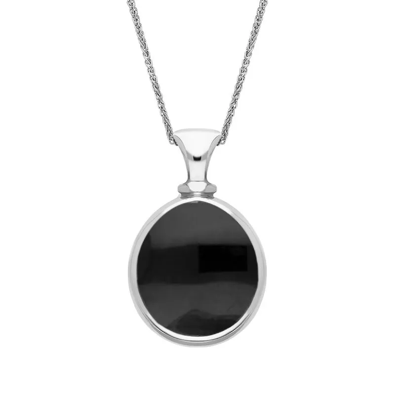 9ct White Gold Whitby Jet Turquoise Small Double Sided Pear Fob Necklace sold by Jura Watches product image thumbnail 2