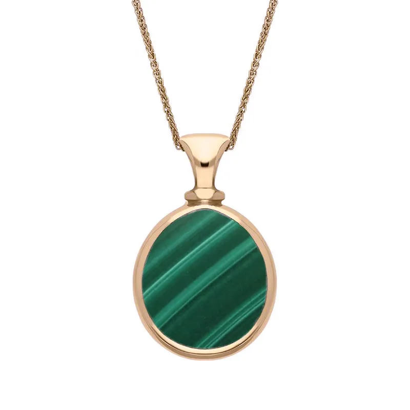 9ct Rose Gold Whitby Jet Malachite Small Double Sided Pear Fob Necklace sold by Jura Watches