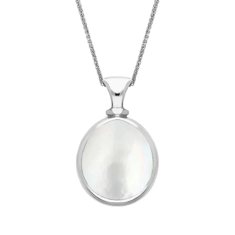 Sterling Silver Whitby Jet Mother Of Pearl Small Double Sided Pear Fob Necklace sold by Jura Watches product image thumbnail 2