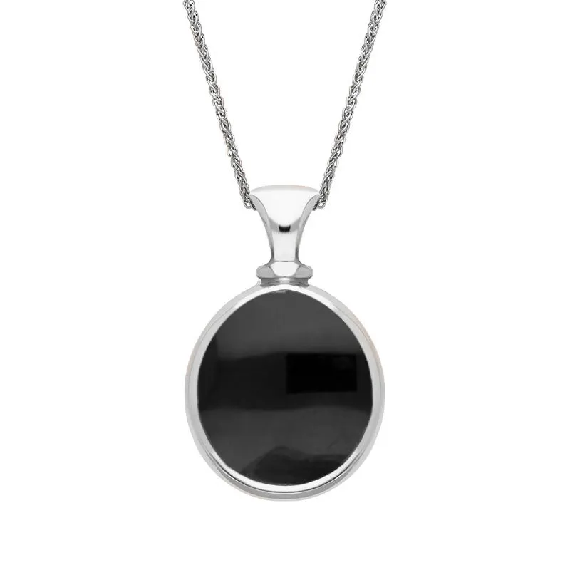 Sterling Silver Whitby Jet Malachite Small Double Sided Pear Fob Necklace sold by Jura Watches product image thumbnail 2