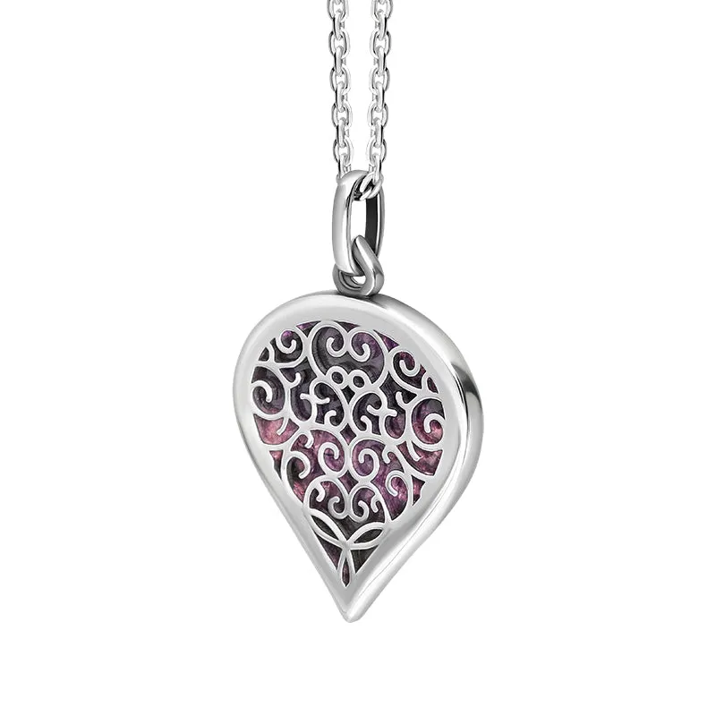Sterling Silver Blue John Flore Filigree Medium Heart Necklace sold by Jura Watches product image thumbnail 2
