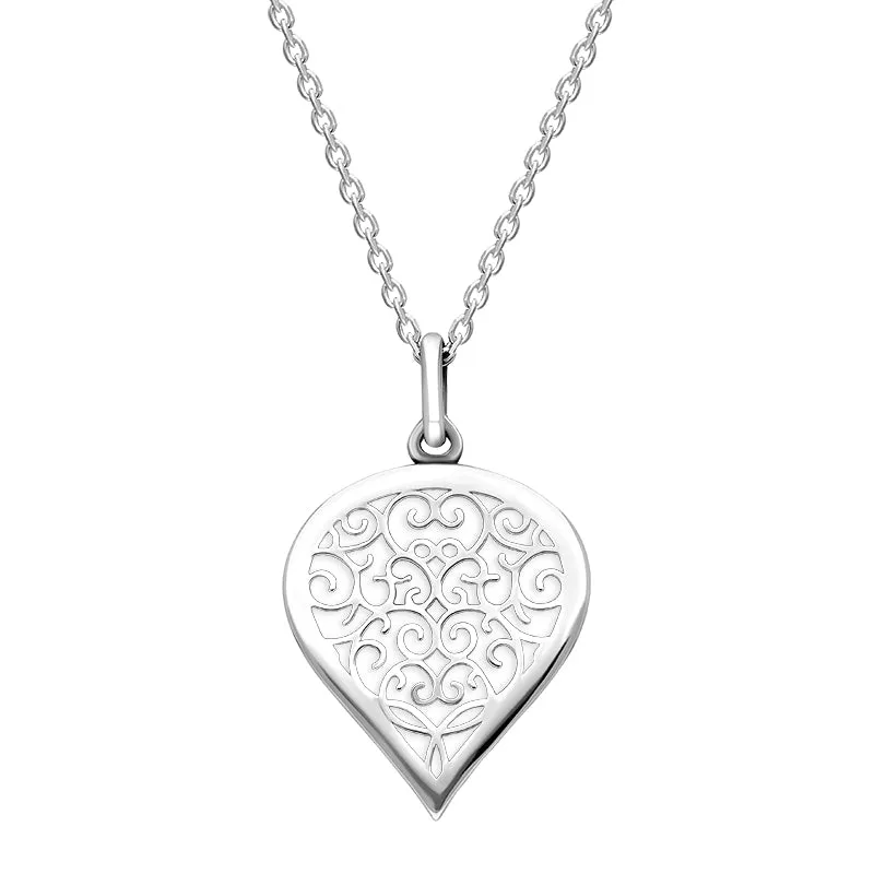 Sterling Silver Bauxite Flore Filigree Medium Heart Necklace sold by Jura Watches
