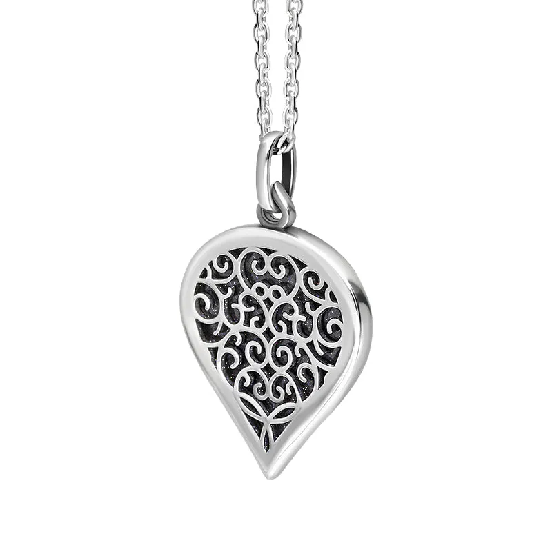 Sterling Silver Blue Goldstone Flore Filigree Medium Heart Necklace sold by Jura Watches product image thumbnail 2