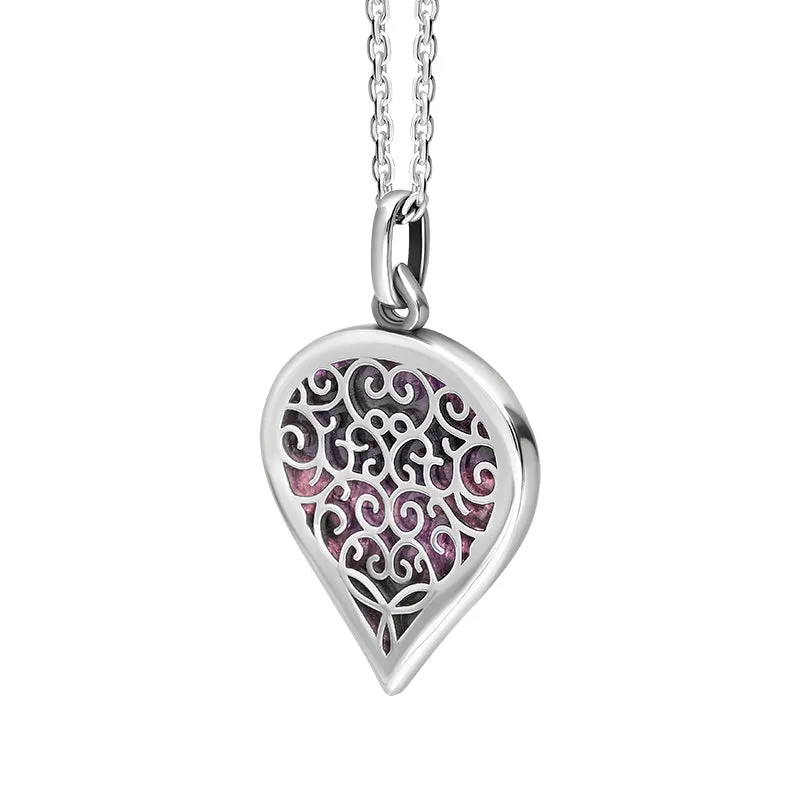 9ct White Gold Blue John Flore Filigree Medium Heart Necklace sold by Jura Watches product image thumbnail 2