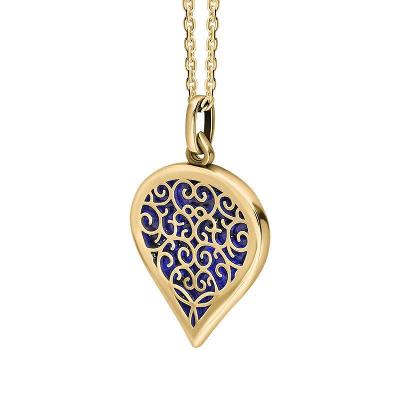 9ct Yellow Gold Lapis Lazuli Flore Filigree Medium Heart Necklace sold by Jura Watches product image thumbnail 2