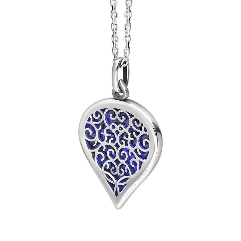 18ct White Gold Lapis Lazuli Flore Filigree Medium Heart Necklace sold by Jura Watches product image thumbnail 2