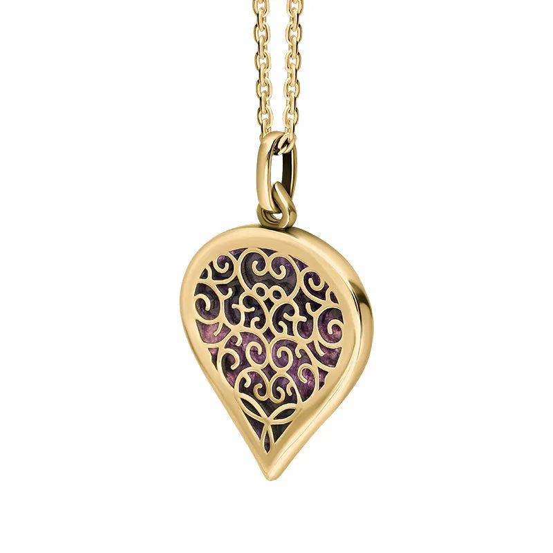 18ct Yellow Gold Blue John Flore Filigree Medium Heart Necklace sold by Jura Watches product image thumbnail 2