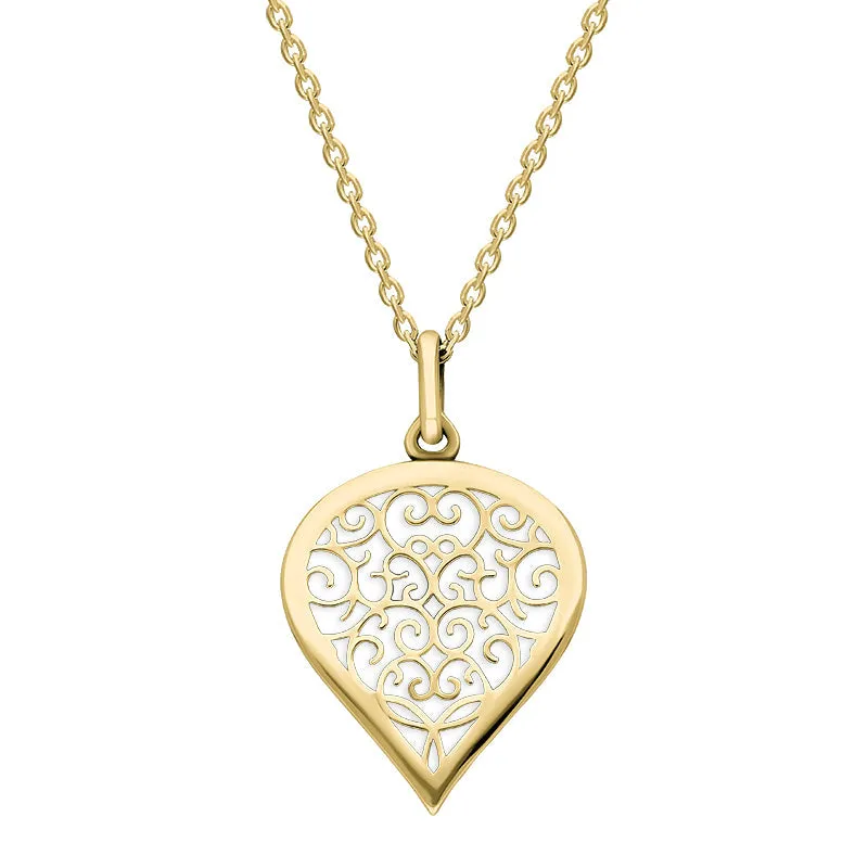 18ct Yellow Gold Bauxite Flore Filigree Medium Heart Necklace sold by Jura Watches